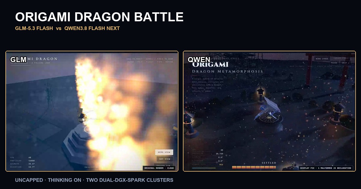 GLM and Qwen origami dragon comparison