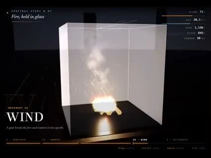 Qwen-generated fire inside a glass box