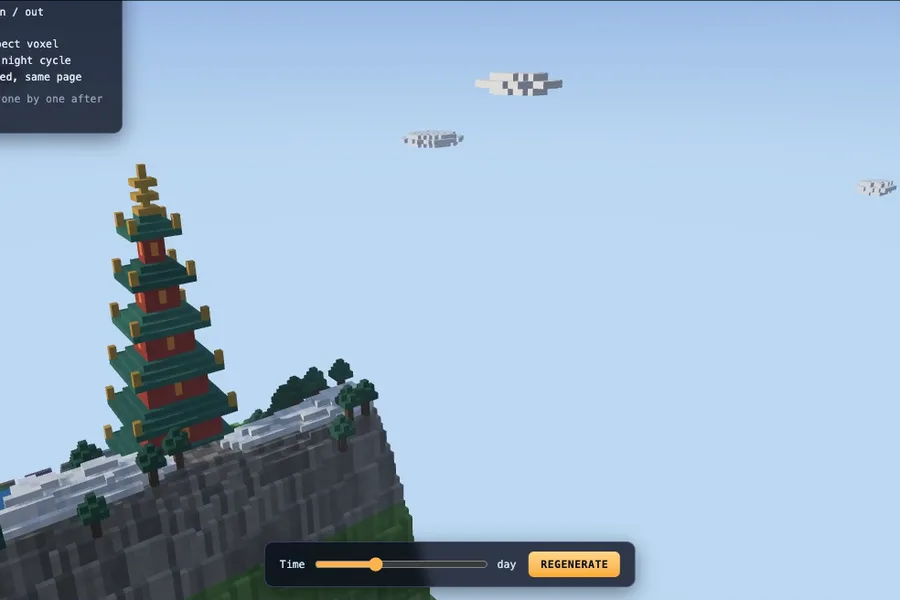 MiMo-V2.6-Flash voxel pagoda, thinking on