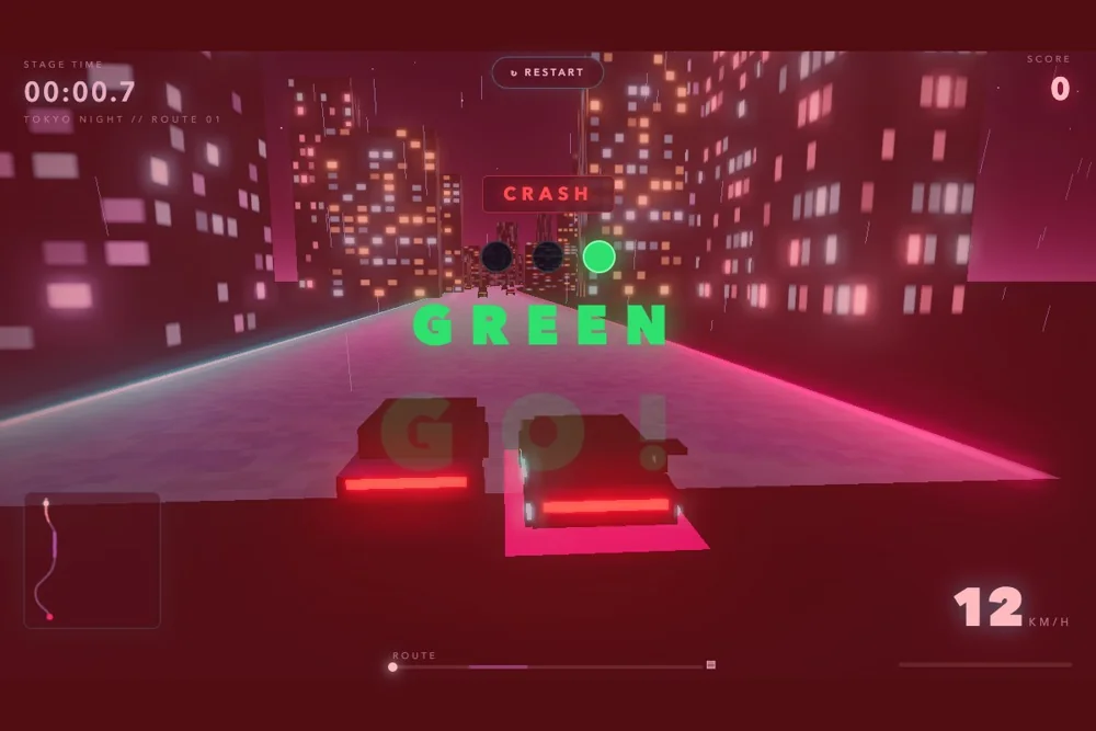 Neon Highway nighttime driving game
